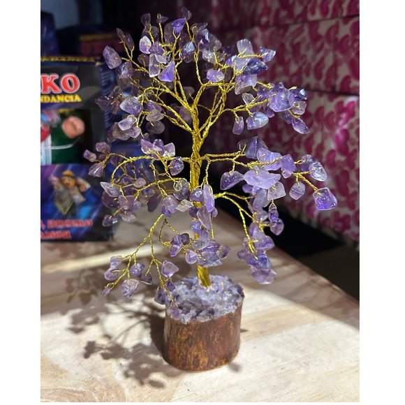 Amethyst Chakra Healing Crystal Bonsai Money Tree - 9" for Spiritual Feng Shui - Picture 3 of 7